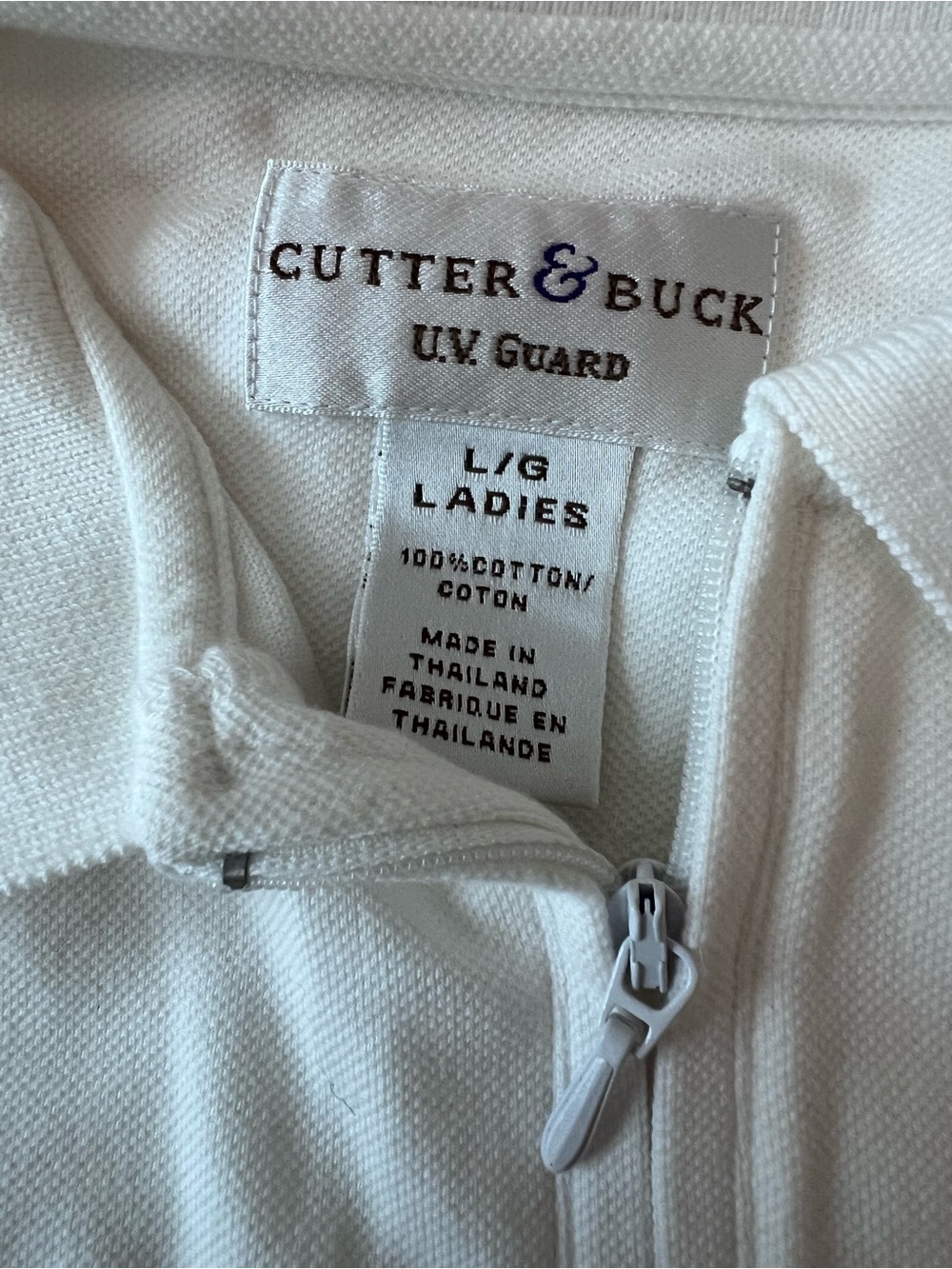 Cutter & Buck White Ladies Zip Polo Jacket